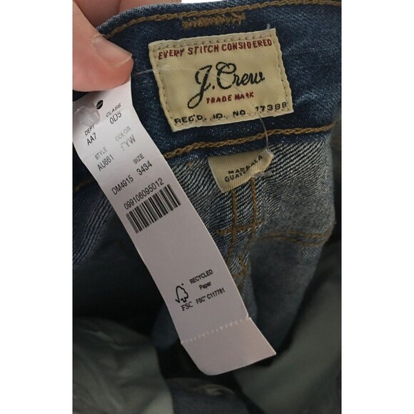 J Crew Jeans Men's Size 34 x 34 Blue Denim Tapered Leg 100% Cotton NEW TAGS - Picture 6 of 9